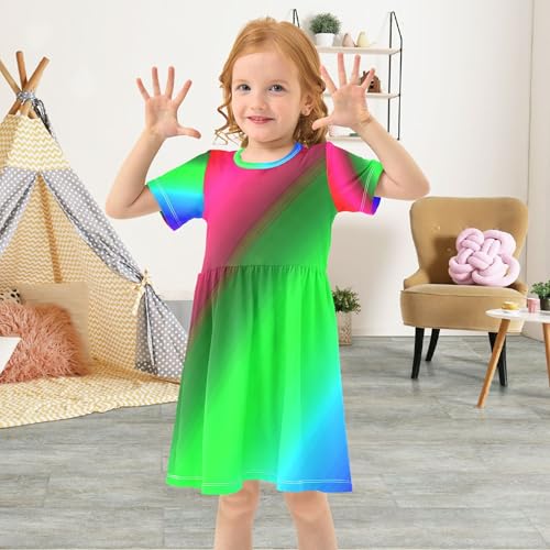 Abstract Vibrant Rainbow Colors Toddler Girls' Dresses 2t Summer Outfits Kids Spring Clothes Little Girl Dress4