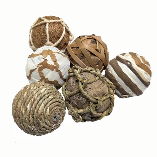 Harbuba 6pcs Decorative Balls for Bowl Centerpiece 2.4 Inch Orbs Spheres Decor Balls Rattan Wicker Balls for Bowl Fillers DIY Home Vase Table Decor