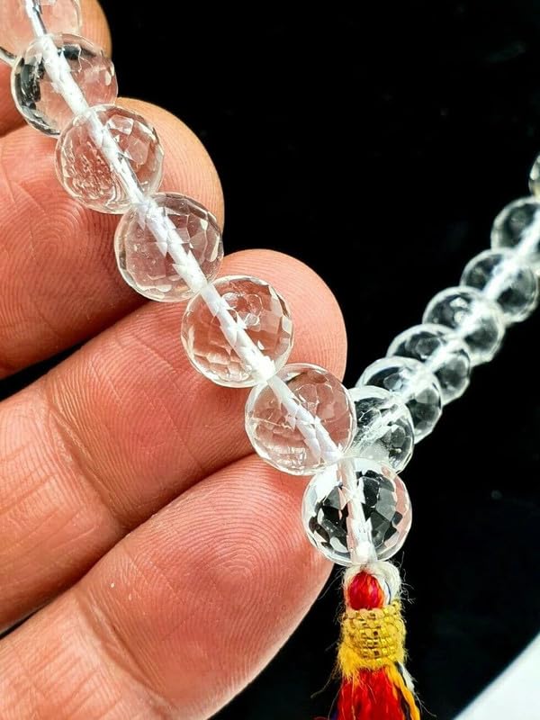 Collar de cuarzo esférico AAA natural, piedra preciosa 108, cuentas de mala, cuentas geométricas facetadas, collar de cuentas de rosario cortadas a mano