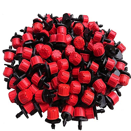 Image of (100pcs) Adjustable Irrigation Dripper Sprinklers 1 /4 Inch Emitters for Drip Irrigation System - Pack of 100pcs