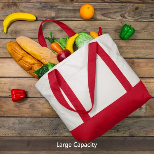 Image of 19x15 Inch Large Canvas Tote Bag | 100% Organic Reusable 330 GSM Cotton Handbag With Zipper Closure and Front Pocket for Shopping, Daily Use, Travel, Grocery, Gifting, Office and Storage