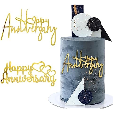 2pcs Happy Anniversary Cake Topper by BETESSIN Cover
