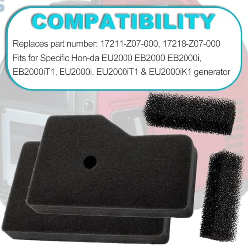 ZAMDOE Air filter for Honda EU2000i Generator, Replacement Filter Kit for Hon-da EU2000 EB2000 EB2000i, EB2000iT1, EU2000i, EU2000iT1, EU2000iK1 generator(2 Pack Air filter + Spark plug + Fuel filter) - Image 4