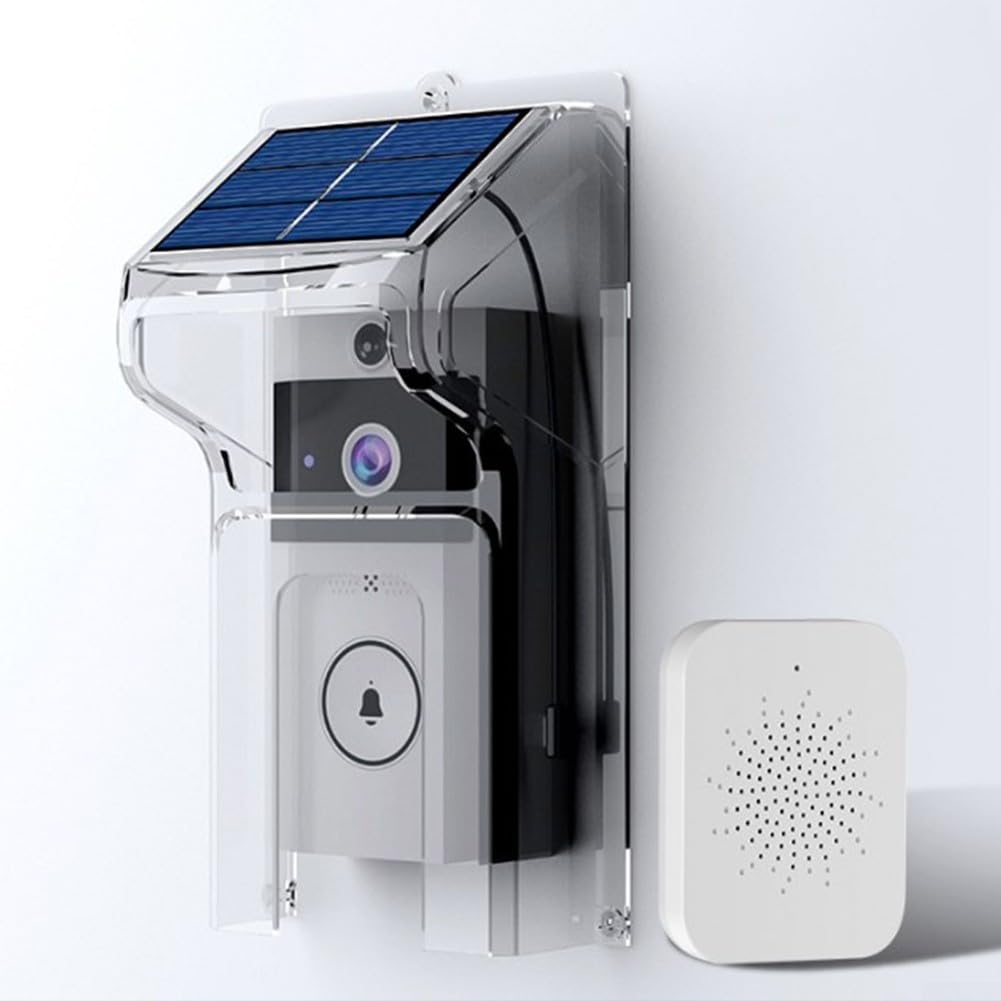 GLOBALHUT Videocitofono WiFi a energia solare con copertura impermeabile, citofono bidirezionale, monitoraggio in tempo reale per la sicurezza domestica (A)