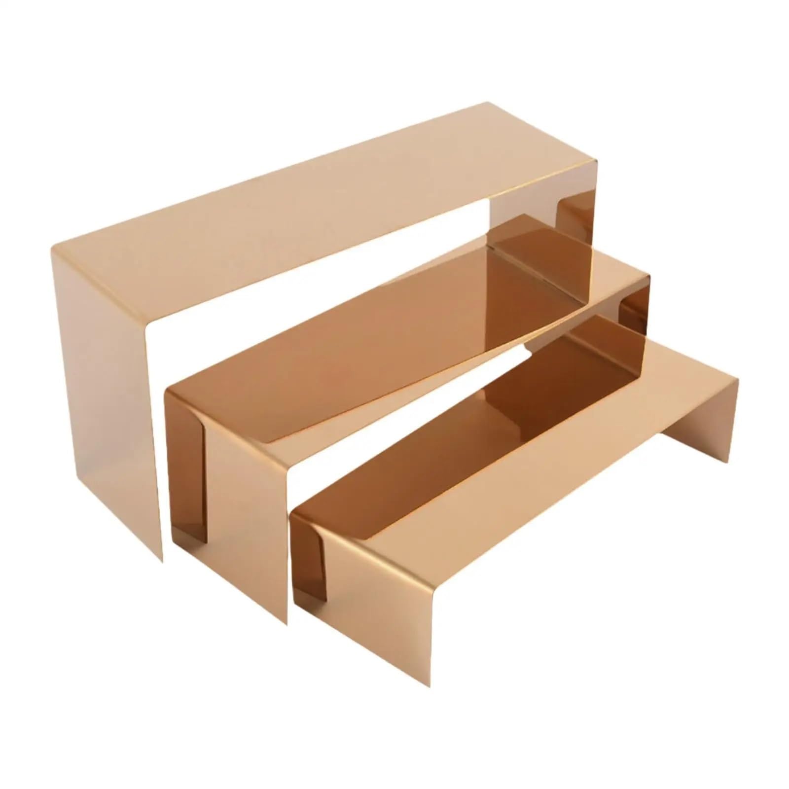 QuxetlRyz Perfume Organiser Display Risers 3x Riser Display Stand Handbag Shoe Rack Jewelry Cupcake for Perfume Figures Stores Countertop(Mirrored Rose Gold)