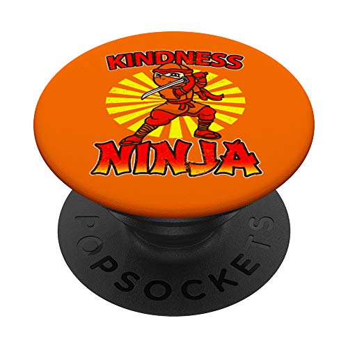 Orange UNITY DAY Kindness Ninja design. Anti Bullying Gift PopSockets Agarre y Soporte para Teléfonos y Tabletas