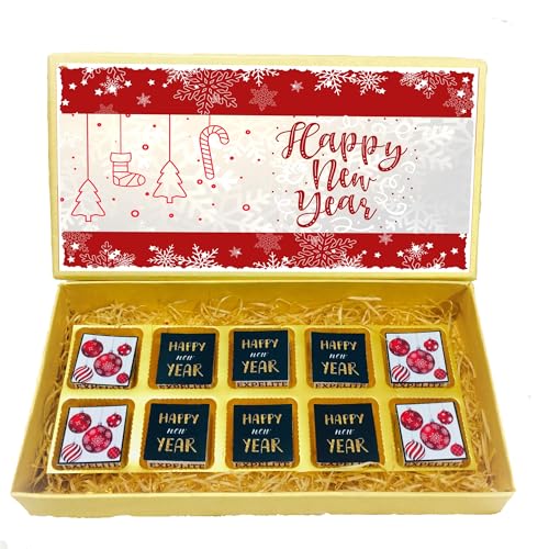 Image of Expelite Happy New Year Chocolate Gift for Kids -10 Pc Happy New Year Gift for Husband & Boyfriend, Girlfriend & Wife