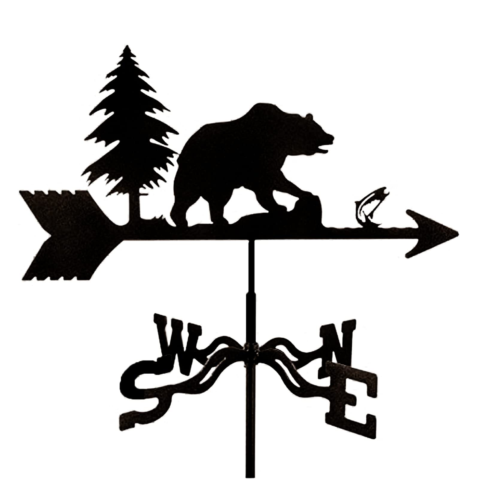 TAXXII Weather Vane Weathervane for Garden Stainless Steel Creative Wind Direction Indicator Stake Weathercock Yard Cupolas Farm Sheds(Color:Frog) (Bear and Fish)