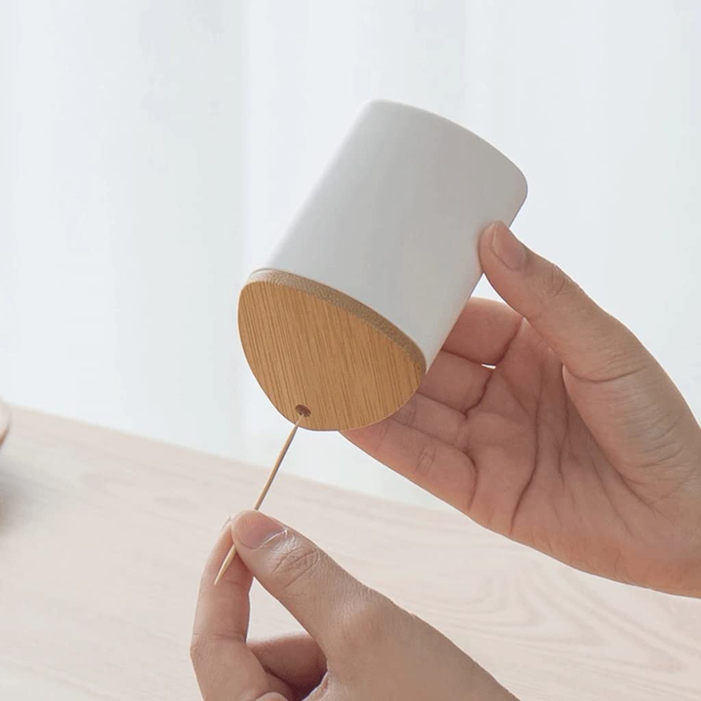 Soporte portátil para Palillos de Dientes Dispensador de Palillos de Dientes Cubo Decoración de la Mesa del hogar Caja de Palillos de Dientes con Tapa (A 5.5 x 5.5 x 8 cm)