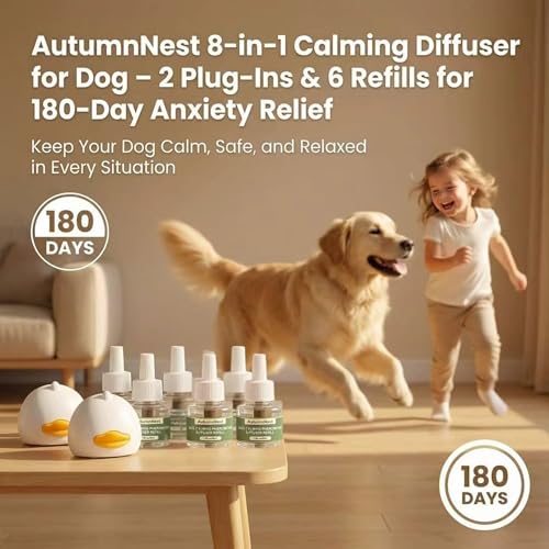 Image of 8-in-1 Calming Diffuser for Dog - Pheromone-Based Dog Anxiety Relief, 2 Plug-Ins & 6 Refills for 180-Day Stress Support - Helps Promote Calm Behavior, Safe & Non-Toxic, Anxiety Relief for Dogs