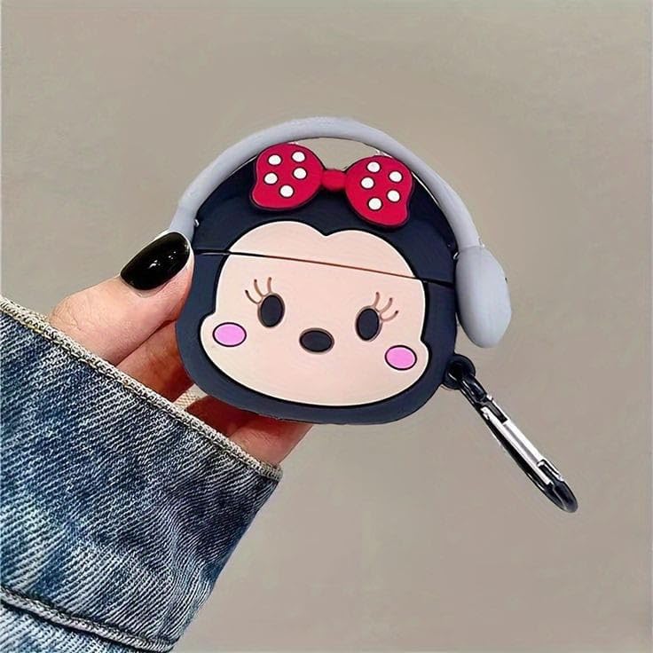 Image of SE HUB Airpods Pro 2 Case Cover Keychain for 2Nd Generation Design Shock Proof 360-degree Protection Case Cover Soft Skin Silicone Compatible 3D Design Headphones Case (Instagram)- Minnie