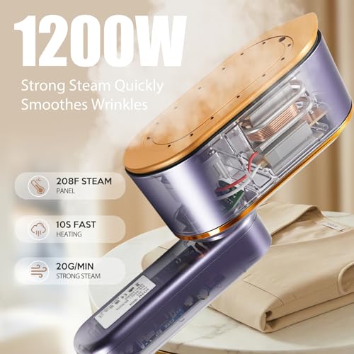 Image of Portable Travel Steamer for Clothes 1200W Powerful 2 In 1 Steamer & Iron,10s Fast Heat 4 Modes with LED Display, 150ml Water Tank Powerful Wrinkle Remover for Home Office Travel for 120V