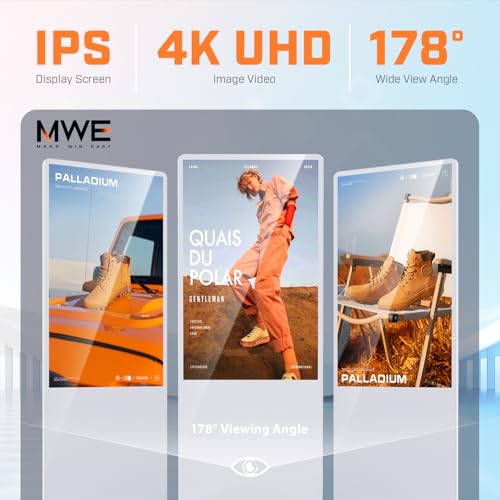Image of MWE 55 Inch 4K Digital Signage Display Kiosk, LCD Screen Indoor Floor Standing Advertising Displays, Android System Commercial Totem, Vertical Poster with Auto Media Player-White