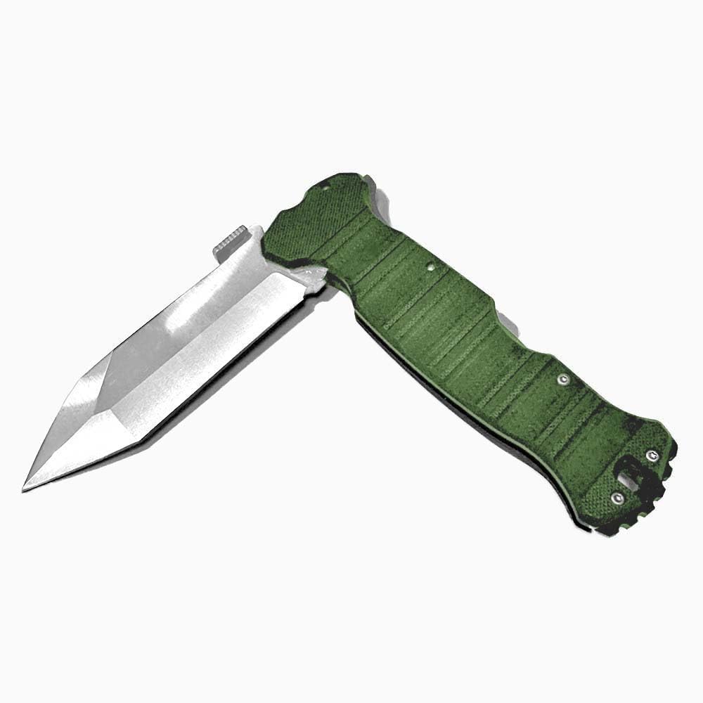 Klappmesser 9.45" robust taschenmesser aus edelstahl & G10 grün, CTS-XHP stahl klinge messer, Outdoor Edc Messer Survival Jagdmesser, tragbare campingmesser, Scharfes Einhandmesser tanto clip, groß