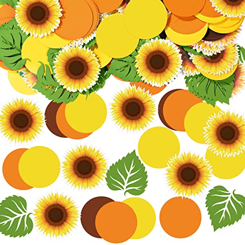300 Pcs Confettis de Fleur de Tournesol Orange Confettis de Table Ronde Orange Jaune Marron Confettis en Papier Feuilles de Tournesol pour Soirée à Thème Tournesol Baby Shower Anniversaire Cover