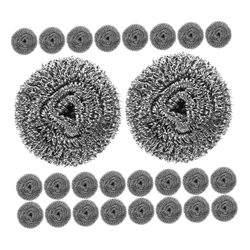 GOOHOCHY Ergonomic Kitchen Dish Scrubber Set 48 Pack Steel Wire Scrubbers Dish Cleaning Ball Utensil Cleaning Brush