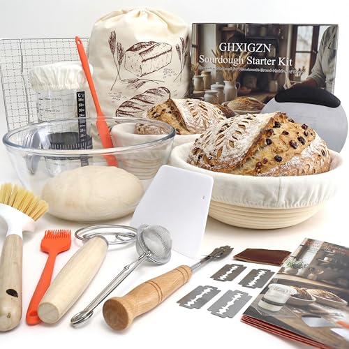 Sourdough Starter Kit with 9 Round & 10 Oval Bread Proofing Baskets
