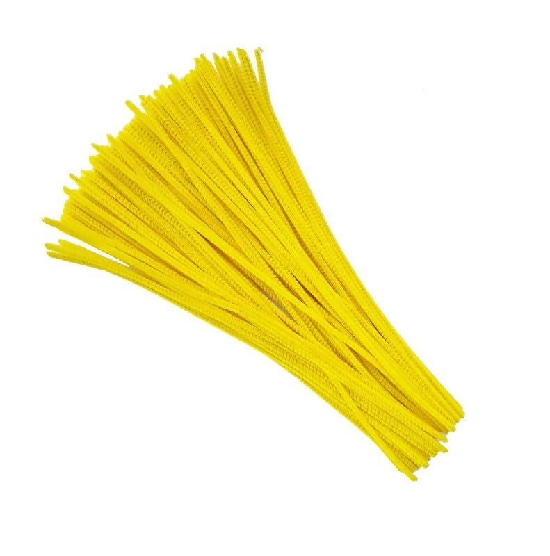 Image of 100Pcs Pipe Cleaners Craft Set | Chenille Stem Fuzzy Sticks DIY Craft Supplies for Art Projects Activities, Decorations, Flower Making, Modeling & Sculpting (Yellow)