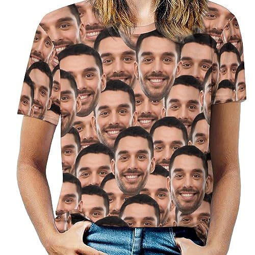 Custom Women's T-Shirt with Faces Galaxy Personalized Print Short Sleeve Shirts