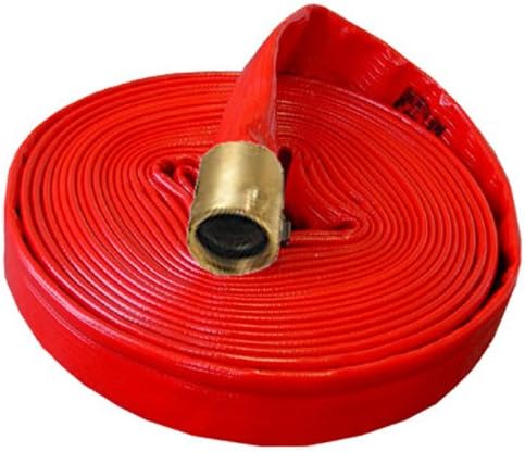 Key Fire Pro Flow Fire Hose, Red, 1-3/4" ID, 50 feet, 800 PSI Burst Pressure, M x F NST Brass Connectors