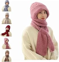 Womens 2-in-1 Integrated Hat & Scarf, Windproof Winter Woolen Cap with Ear Protection, Cold-Resistant Fleece, Soft & Comfortable Winter Activities