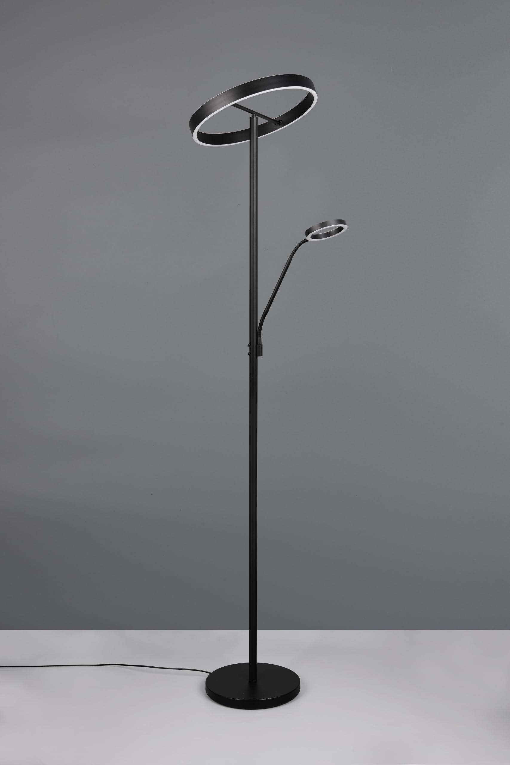 Trio Leuchten LED Stehleuchte Willis 449510232, Metall Schwarz matt, 39 + 5.5 Watt LED, Lichtfarbe einstellbar, dimmbar