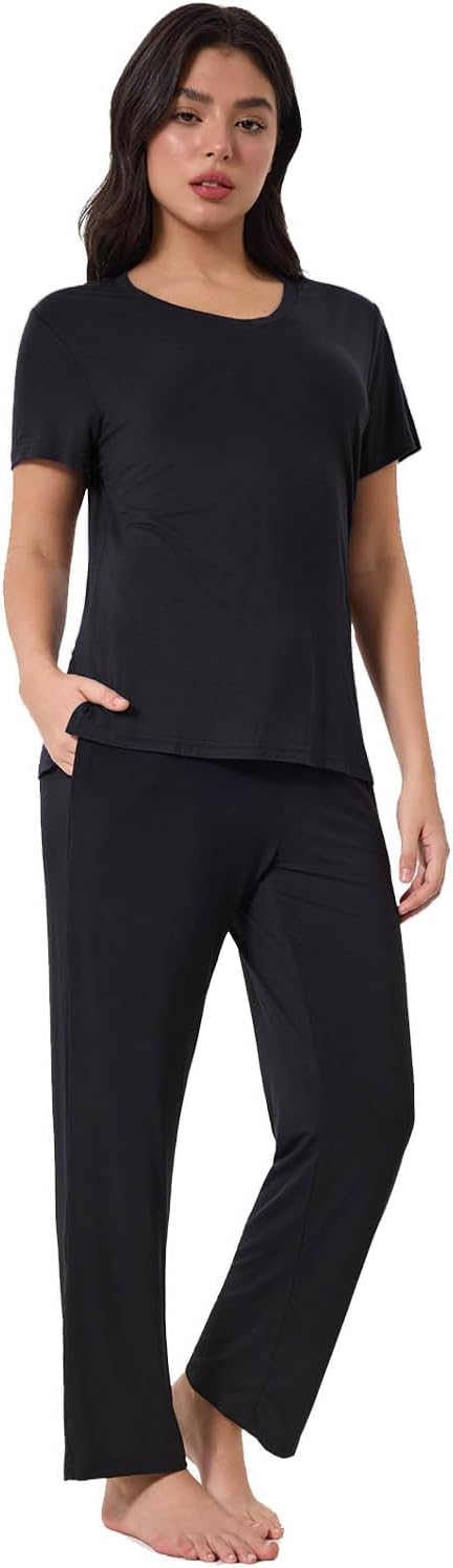 Viscose from Bamboo Pajama Top for Women Cooling V-Neck Sleep Shirt Lightweight Short Sleeve Lounge Tee - Image 6