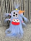 Aeilene Blue Furry Phone Case for iPhone 15, Cute DIY Long Hair Funny Thick Mouth Warm Plush Cases, 3D Cartoon Fuzzy Winter Protective Cover for Women Girls