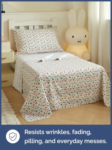 Image of Kids Twin Size Bug Bed Sheets - 3 Piece Kids Bug Sheet Set - Garden Insect Bedding - Ultra-Soft, Cute & Cozy - Breathable & Machine Washable - Butterfly Buggy Bed Set for Boys, Girls, Teens & Toddlers