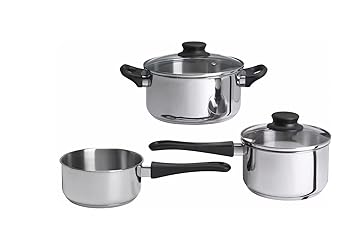 MARIAS KOMMERCE ANNONS 5-Piece cookware Set, Glass/Stainless Steel