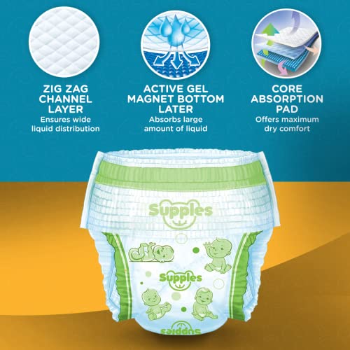Image of Amazon Brand - Supples Comfy Diapers, Small (S), 42 Count, 4-8 Kg, 10 hrs Absorption and Cottony Soft Material Baby Diaper Pants