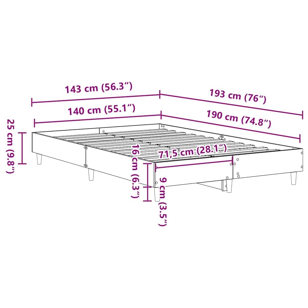 vidaXL Giroletto Senza Materasso Bianco 140x190 cm Legno Multistrato, mobili per Camera da Letto, Base del Letto, Letto Matrimoniale, Letto