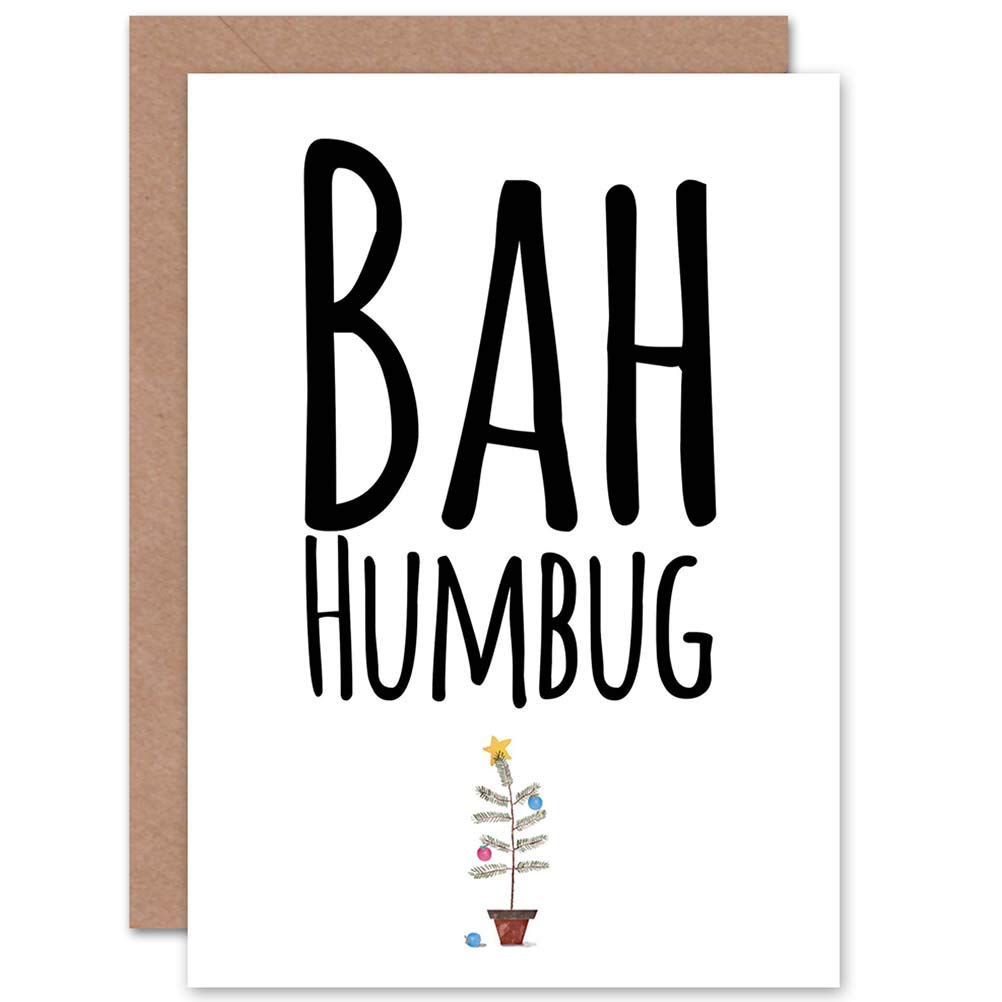 Wee Blue Coo Multicolor Christmas Xmas Bah Humbug Scrooge Gift Sealed Greeting Card Plus Envelope Blank Inside