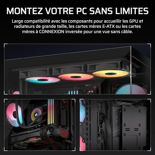 Boitier PC CORSAIR RSR ARGB Tempered Glass Mid Tower 3 ventilateurs ARGB à rotor inversé - vue 5