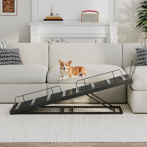 HOOBRO Dog Ramp for Bed, 63 Inch Long Dog Ramp for Couch and Bed, Pet Ramp with Non-Slip Mat and Safety Side Rails, 4 Height Adjustable up to 33 inch, for Small/Large/Old Dogs, Black BK16PT03 - Image 3