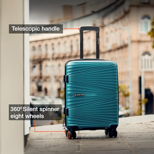 Image of Nasher Miles Mumbai Hard-Sided Polypropylene 8 Wheels Double Spinner Cabin Luggage Dark Green 20 inch |55cm Trolley Bag,Small
