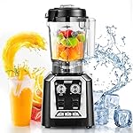 VEVOR Commercial Countertop Blenders, 68 oz Jar Blender Combo, Stainless Steel 3 Functions, for Frozen Drinks, Shakes, Smoothies, Peree, and Crush Ice, Black