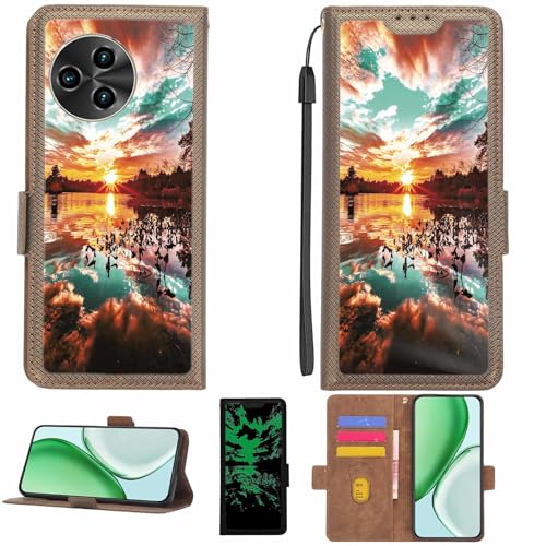 Aroepurt Case Compatible for Sunelan Mountain M9 Phone Case Flip Cover [with Tempered Glass Screen Protector][RFID Blocking][Luminous Effect] LPT-FJ