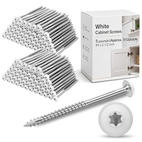 Tornillos para gabinetes blancos Tudomro 5 libras #9 x 2-1/2 pulgadas aprox. 512 piezas miniatura 1