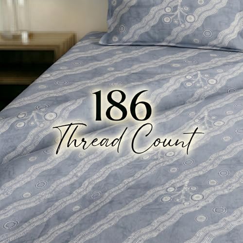 Image of Mafatlal 186 TC Metro Cotton Double Bed Bedsheet | 90x100 Inch|Soft, Breathable & Lightweight | Includes 2 Pillow Covers| Ash Blue 1