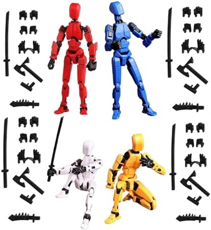 Action Figures, T13 Action Figure, Action Figure Toys Portable and Easy to Use Model Toy Very High Degree of Freedom Multi Articular Mobile Robot Doll Desktop Decoration (Red Blue Yellow and White)