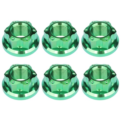 Image of Titanium M6 M8 M10 M12 M14 M16 Flange Bolt Nut Bicycle Motorcycle Rear Axle Car Modification Accessories Pack of 6 (M14 Pitch 1.5mm, Green)