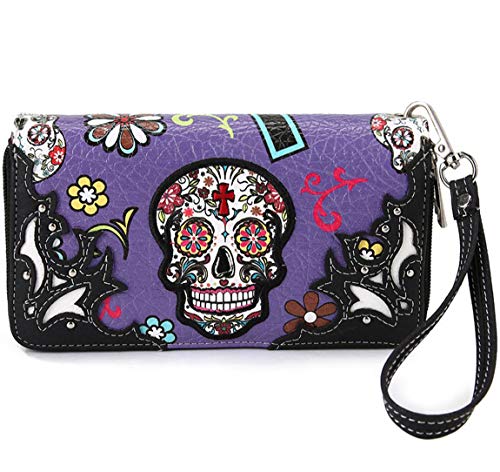 Bolso Sugar Skull Rose Flower Punk Gótico Mujer miniatura 3