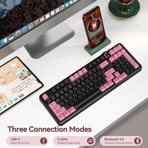 Image of AUSDOM 98Pro Wireless Mechanical Keyboard, Tri-Mode BT /2.4GHz /USB-C Hot Swappable Custom Gaming Keyboard with Backlit, Gasket Structure, Linear Switches for Windows /Mac /PC (Clicky Sound)