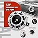 AOLIHAN Car Twin Horns Kit, Train Horn for Car, Round Loud Horns Speaker, Metal Disc Horn Kit for Any 12v Vehicles (white horn with wire and button)