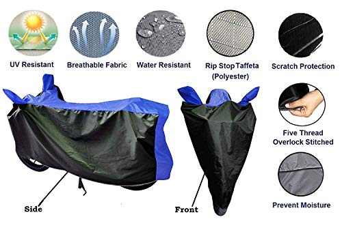 Image of Riderscart 100% Water Proof Scooty Cover for Honda Activa i Two Wheeler Cover with Universal Tyre Light Blue Fancy Light Tail Light Plastic (Blk Cover with T Light) (Black Blue)