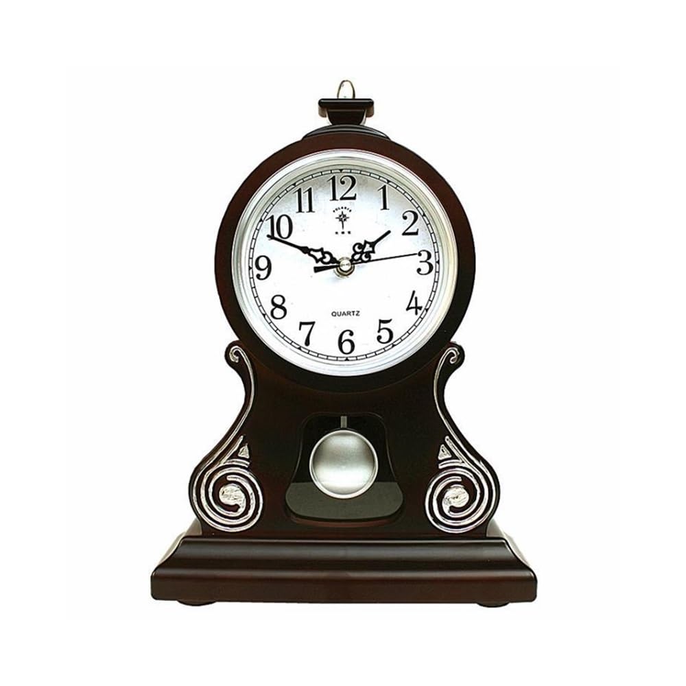 E7v2t9k6 Black Countertop Retro Table Clock Silent Pendulum Large Desk Vintage Bedroom Bedside Desktop Living Room Gift Ideas Mantlepiece Clock(Black)