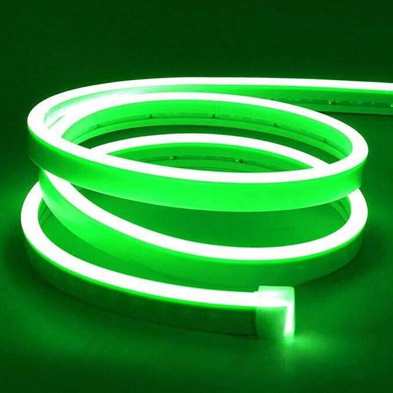 Image of 16.4 Feet LED Neon Strip Lights, with 12V Adapter, Waterproof IP65, Silicone Flexible Rope Light for Home Decor | Led Strip Lights | Neon Lights | DIY | (Green)
