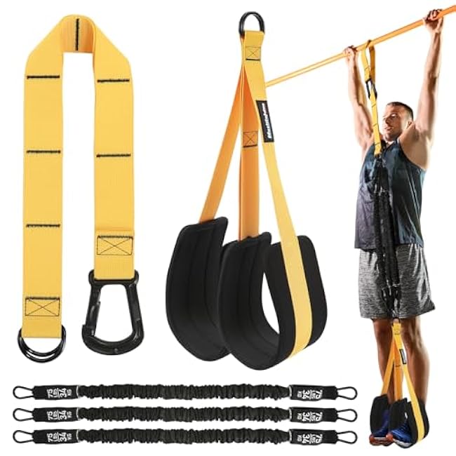 Adjustable Pull Up Assistance Bands with Fabric Feet Mats for Strength Training, Pull-Up Bar Workouts, and Resistance Training