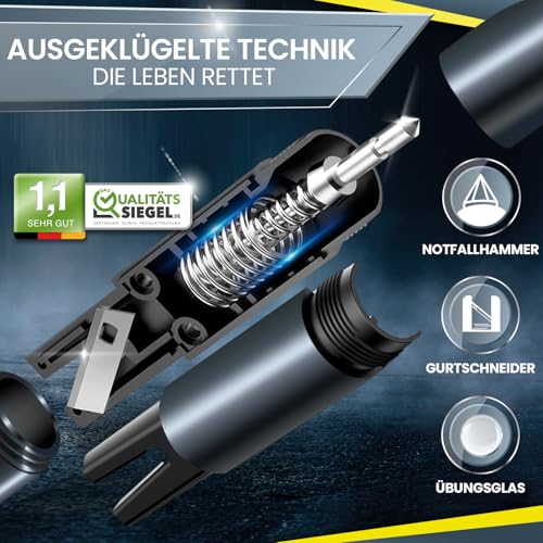 Dunlop Automotive Gurtschneider Notfallhammer-Marken Notfall Hammer mit Testglas zum Üben-Zerstört insbesondere Verbund Sicherheitsglas der neuen Auto Generation-Federkorn Nothammer-Emergency CarTool